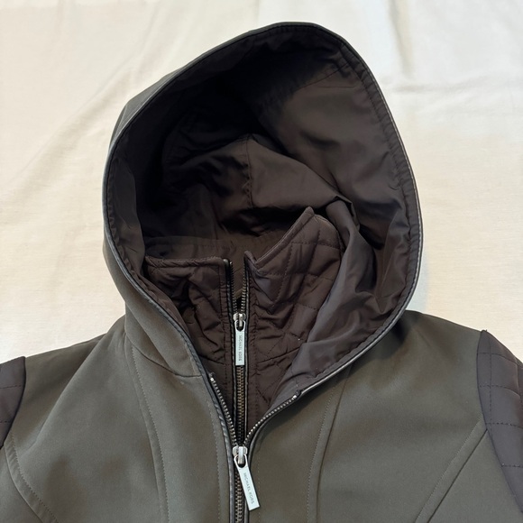 Michael Michael Kors XS Black Mixed Media Soft Shell Trench Coat Jacket - Picture 5 of 10